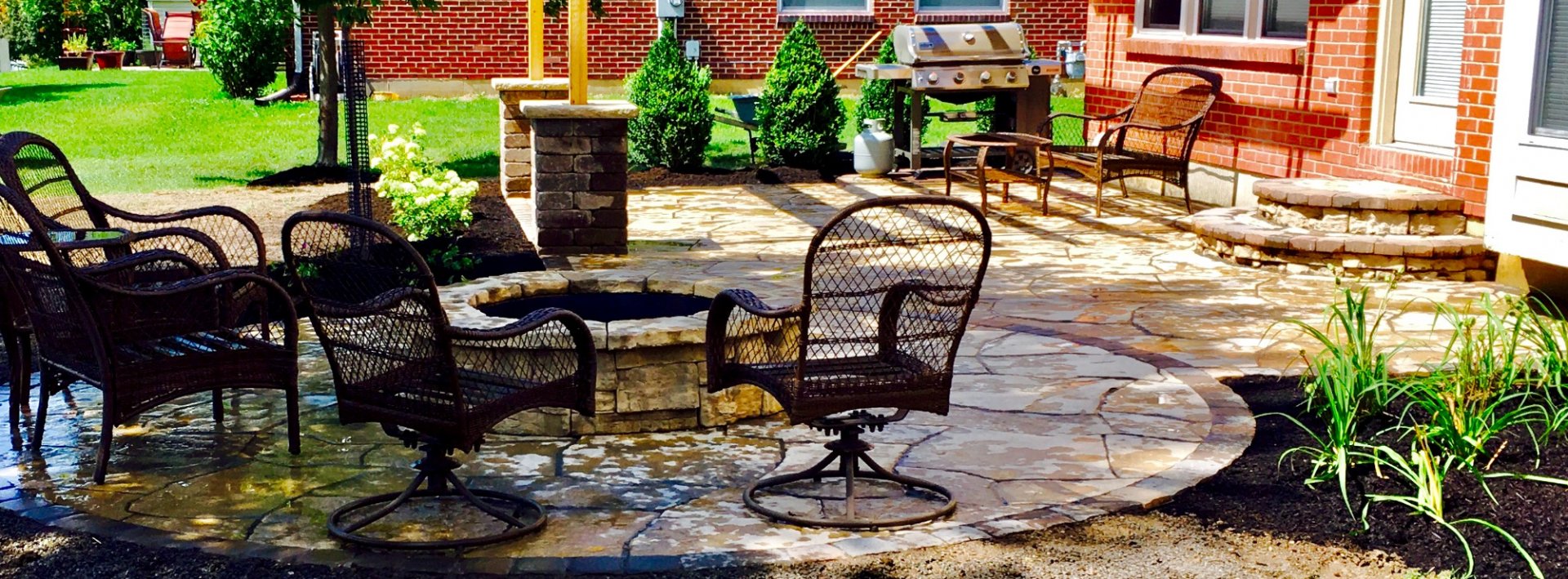 Backyard stone patio