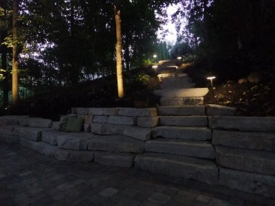 Stone stairs with lights